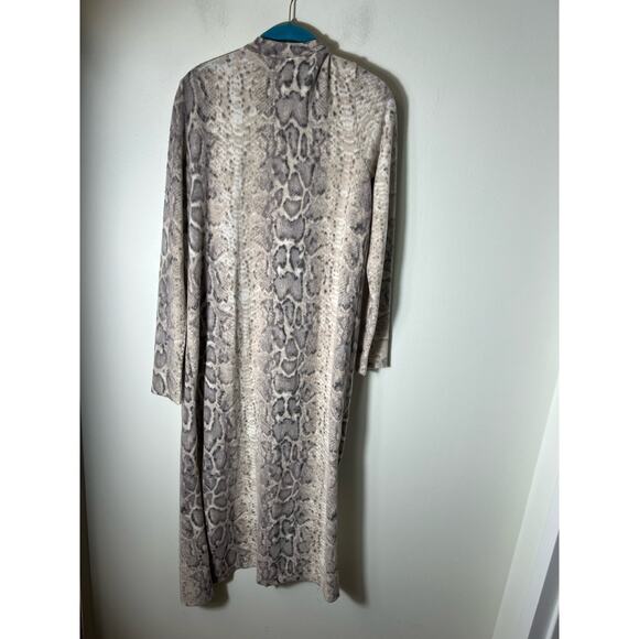Timing Tan Long-Sleeve Snake Print Extra Long Cardigan Sz M - Picture 2 of 3